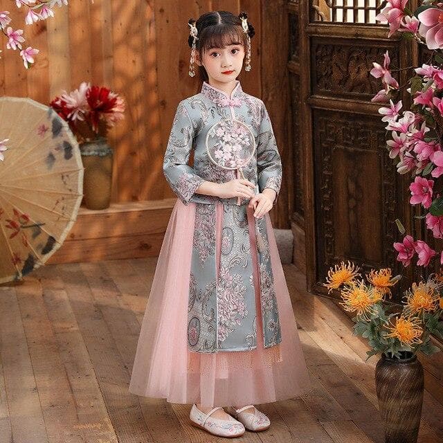 Children Costume Hanfu Girl Winter Dress Chinese Girl Cheongsam Tang Suit